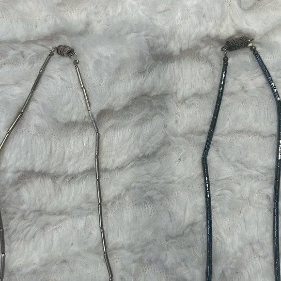 Vintage bundle 2 Blue Beaded faux turquoise silver Necklace Set Native American - Picture 4 of 5